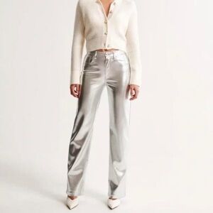 A&F Curve Love Vegan Leather 90s Straight High Rise Pants 26 2